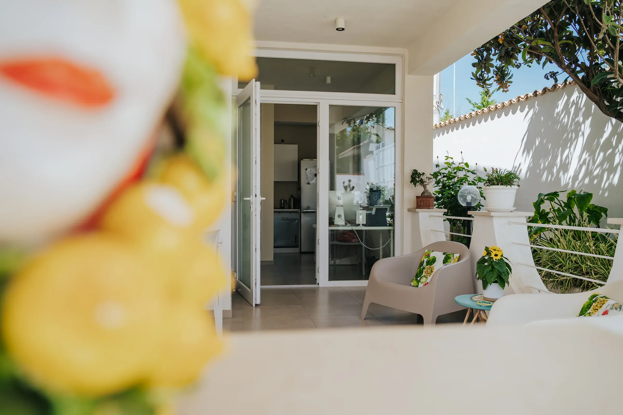Il patio di Villa Sece pronto ad accogliere gli ospiti